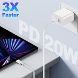 20W USB C Fast Charger with 6FT Type C to C Cable for iPhone Samsung iPad