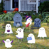 10 Pcs Ghost Halloween Yard Signs with 20 Stakes for Outdoor Lawn