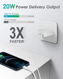 20W USB C Fast Charger with 6FT USB C Cable for iPhone 14 13 12 11 Wall Charger Block