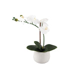 Artificial Flower 12 In H Real-Touch Orchids In 3.5" Mayan Ceramic Pot,Matte White