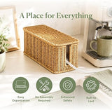 Handmade Rattan Cable Management Box Cord Organizer for Power Strip Router