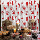 2 Pack Bloody Halloween Foil Fringe Curtains 3.3x6.6ft Scary Zombie Vampire Decor