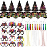 48pcs 2026 New Year Party Decorations Hats Tiaras Blowouts Necklaces
