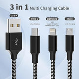 2 Pack 3 in 1 Multi Charging Cable 4FT Nylon Braided Universal Charger Cord for iPhone 16 15 Samsung Android iPad