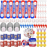 144 Pieces Baseball Theme Party Favors With Inflatable Bats Stress Baseballs Keychains Stickers Whistle Medals Bracelets Tote Bags For Sport Party Baseball Decorations Birthday Gifts