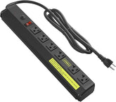 Heavy Duty 20A Surge Protector Power Strip 6 Outlets 4800J 12AWG 6FT Extension Cord