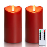 Burgundy Flameless Candles, Waterproof Flickering Candles, Outdoor Battery Operated Led Pillar Candles With Remote Timer, Electric Fake Plastic Candles, Red, Christmas Decor, 3" X 6"