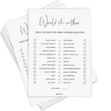 Bridal Shower Games, Would She Rather Bridal Shower Game For 50 Guests, Minimalist