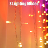 300 Led Curtain Lights, Outdoor And Indoor Christmas Fairy Lights, Waterproof Curtain String Light, 8 Flashing Modes For
