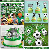 Soccer Birthday Party Decorations,276pcs Soccer Party Decorations Soccer Birthday Plates Napkins Cups Tablecloth Backdrop Cake Topper Balloon Arch for Soccer Party Supplies,Serve 24