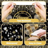 New Year Tablecloths, Happy New Year Plastic Tablecloth Set, Black And Gold Disposable New Year'S Table Cover Rectangle For 2026 New Years Eve Party Supplies Decorations, 108X54 Inch