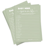 Baby Shower Game Cards Kits, Minimalism Sage Green Baby Word Scramble Games Cards For Boys Or Girls, 30 Game Card & 1 Answer Card, Gender Reveal Party Supplies & Activities -G03