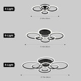 Modern 4 Ring Black LED Ceiling Light 4000K Flush Mount Fixture