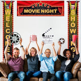 3 Pieces Light Movie Night Porch Sign Banner Led Movie Theme Party Decorations Theater Welcome Now Showing Lights Camera Action Hanging Porch Sign For Home Film Backdrop Party Supplies