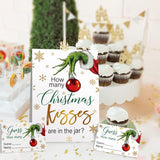 How Many Cristmas Kisses Are In The Jar Christmas Theme Party Sign, Snowflake Decorations Theme Party Card Kit (1 Sign & 50 Guessing Cards), Festive Activities Party Card-25, Little, White
