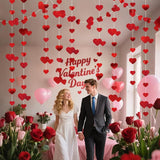 Red Heart Garland Hanging Sparkling Love Streamer Glitter Bunting Banner Twinkle Heart Backdrop For Wedding Engagement Valentines Galentines Birthday Party Decor 40 Feet