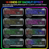 Wireless Gaming Keyboard Mouse Bluetooth Headset Kit With 16 Rgb Backlit Rechargeable Battery Metal Mechanical Ergonomic Waterproof Dustproof Removable Palm Rest For Laptop Pc Gamer(Rainbow Rgb)
