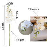 32" Artificial Phalaenopsis Flowers 5 Pcs Artificial Orchid Flowers Stem Plants For Home Décor