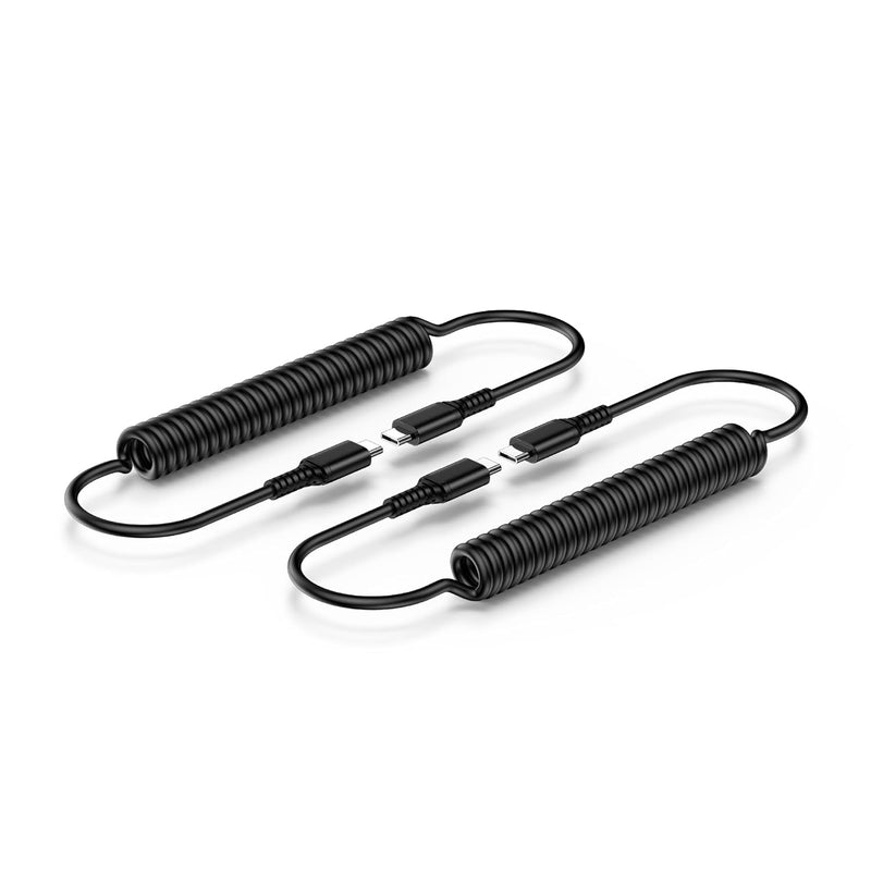 2-Pack Auto Android Coiled Usb C Fast Charging Cable For Car, 1-6Ft 25W Retrac