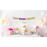 Same Vagina Forever Gold & Pink Glitter Banner - Funny Bachelor & Lesbian Bachelorette Party Ideas, Supplies, Gifts, Decorations And Favors - Drinking Game
