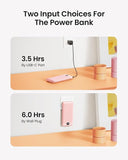 10000mAh Slim USB C Power Bank with Built In Cables Wall Plug LED Display Pink