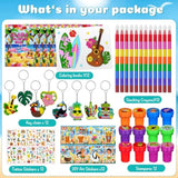 72 Pcs Hawaiian Luau Party Favors, Tropical Moana Flamingo Coloring Books Bulk, Aloha Tiki Summer Birthday Goodie Bag Fillers, Tattoos Stickers Stampers Prizes For Beach Pool Party