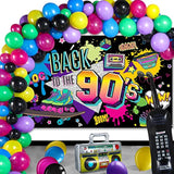 80S 90S Party Decorations: 80'S 90'S Party Bundle Includes Inflatable Radio Boombox And Mobile Phone, Backdrop, 55 Balloons, 80S 90S Supplies