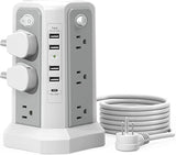 Tower Surge Protector Power Strip 12 Outlets 5 USB Ports 1 USB C 18W PD 10FT Extension Cord