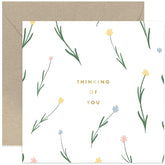 Old English Co. Thinking Of You Card For Them - Floral Gold Foil Sympathy Card For Him Or Her - Foliage Flower Sending Love Condolences Card For Friends Family | Blank Inside With Envelope