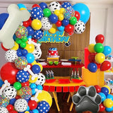 155Pcs Paw Balloons Garland Arch Kit With Dog Bone Paw Print Foil Balloons, Red Yellow Blue Green Paw Balloon For Boy Paw Themed Birthday Party Decorations Supplies