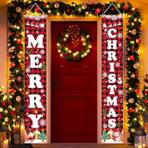 Christmas Decorations Red Black Buffalo Plaid Banner Xmas Porch Door Sign Welcome Banner For Wall Home Party Decor Merry Christmas Decorations Indoor Outdoor