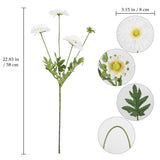 6Pcs White Daisy Artificial Flowers 22.8’’ Silk Fake Daisies Faux Wildflowers With Stems For Vase Table Centerpiece Home Wedding Party Garden Decoration(White)