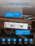 Smart Wi-Fi Power Strip with 4 Outlets 4 USB Ports PD 20W USB-C and 6 ft Flat Cord