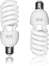 2 Pack 45W Full Spectrum CFL Light Bulbs 5500K Daylight Spiral Photography Softbox Studio Lighting