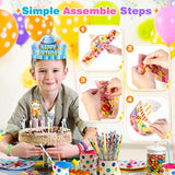 150 Pcs Happy Birthday Kits For Kids Classroom, Include Crowns, Silicone Stretches, Toy Whistles, Badge Stickers, Students Kindergarten Birthday Party Hats For School Teacher Classroom Party Supplies