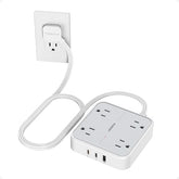 Surge Protector Flat Plug Power Strip 4 Outlets 3 USB Ports 2 USB C 5FT Extension Cord Grey