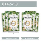 50 Pack Shower Scratch Off Game, Forest Animal Green Baby Shower Birthday Lucky Draw Card, A Little Wild One On The Way