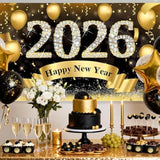 Extra Large Happy New Year 2026 Banner 72x44 Inch for Indoor and Outdoor Decor