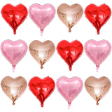 Heart Balloons Pack Of 12 - Red Heart Balloon Rose Gold Balloon Pink Ballons Heart Shaped Foil Balloons For Valentines Day Wedding Engagement Party Decorations