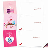 - 10 Assorted Valentine'S Day Note Cards (4 X 5.12 Inch) - Boxed Valentine Cards, Bulk Set With Envelopes - Owl You Need Is Love M5665Vdg-B1X10