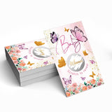 50 Pack Butterfly Baby Theme Scratch Off Game, Pink Scratch Card For Baby Shower Birthday Party Lottery Games Group Games Family Activity, Baby Shower Activity And Idea