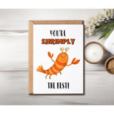 You'Re Shrimply The Best Card - Shrimply Thank You Card - Valentines Day Pun Card - Humorous Appreciation Card, White