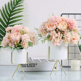Fake Artificial Flowers, Peony Silk Hydrangea Bouquet Decor Plastic Carnations Flower Arrangements Wedding Decoration Table Centerpieces (Light Pink)