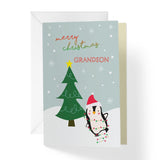 Christmas Card For Grandson Child | Penguin | Your Purchase Helps Animals In Need | 5”X7.5” | Single Christmas Card With Envelope | Female Owned Small Business | Usa | Xmasgrason1