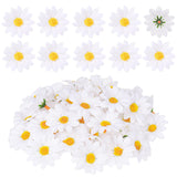 100Pcs Fabric Daisy Flower Head, 1.5 Inch Artificial Gerbera Daisy Artificial Chrysanthemum Flowers Heads, White Artificial Gerbera Fake Flowers Heads, Flowers Heads For Wedding Party And Diy Craft