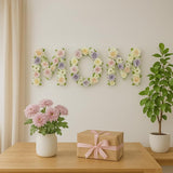 Flower Letters Artificial Floral A-Z Initial Alphabet Faux Floral Letters 13" Height Fake Flowers For Spring Wedding Funeral Baby Bridal Shower Nursery Art Photo Prop Shabby Chic Wall Decor(Shape C)