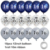 18Pcs 16Th Birthday Decorations For Boys Girls Blue Silver 16Th Birthday Balloons Decoration Happy 16Th Birthday Confetti Latex Balloons Decorations For Men Women 16 Anniversary Birthday Party Décor