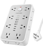 Surge Protector Power Strip 16 Outlets 6 USB Ports 3 USB C 2400J 6FT Flat Plug Charging Station