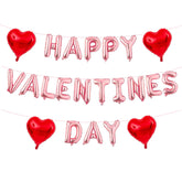 Rose Gold Happy Valentines Day Balloons 16Inch - Valentines Day Letter Foil Balloons With Red Heart Balloons Romantic Decorations For Valentine’S Day Party Anniversary Date Night Decor Supplies