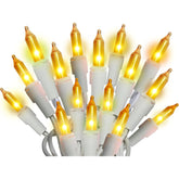 100 Gold Frost Christmas Lights On White Wire - Frosted Gold Christmas Tree Lights (24 Ft) - Indoor/Outdoor Use - Ul Lis